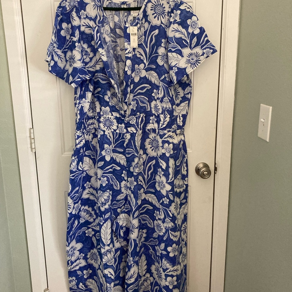 Abercrombie Floral Blue and White jumpsuit NWT